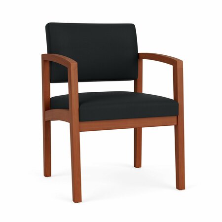 LESRO Lenox Wood Guest Chair Wood Frame, Cherry, MD Black Upholstery LW1101
